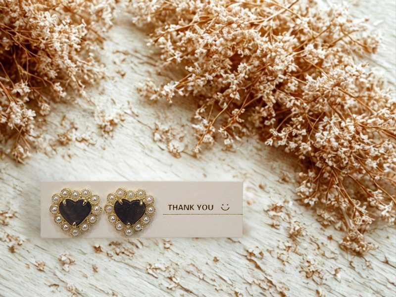 心之遥想 · 黑贝母· 晶石淡水珠耳环 - 耳环/耳夹 - 水晶 紫色