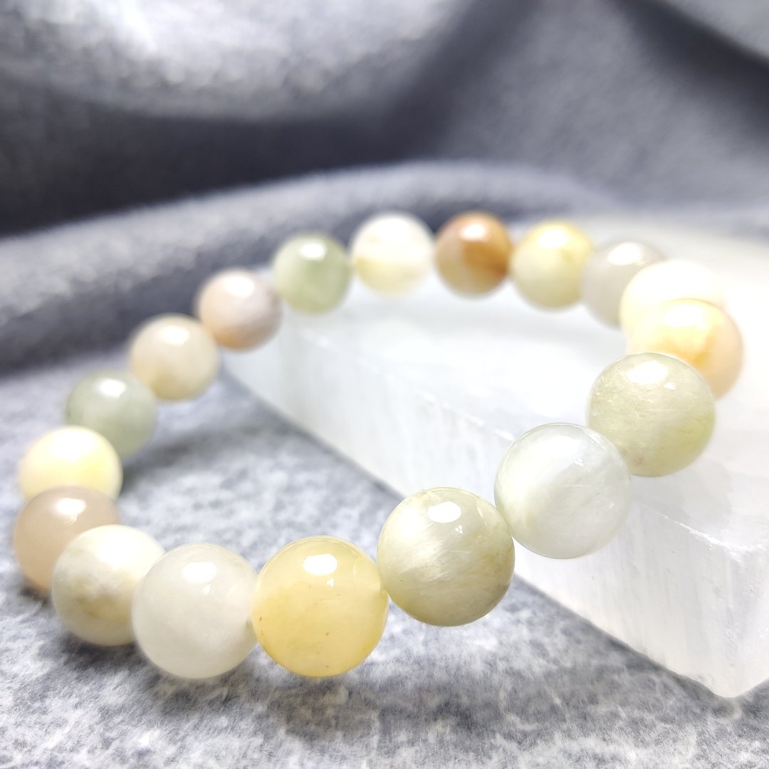 缅甸 11.5mm 12mm 彩兔毛 Rutilated Quartz 手串 - 手链/手环 - 水晶 多色