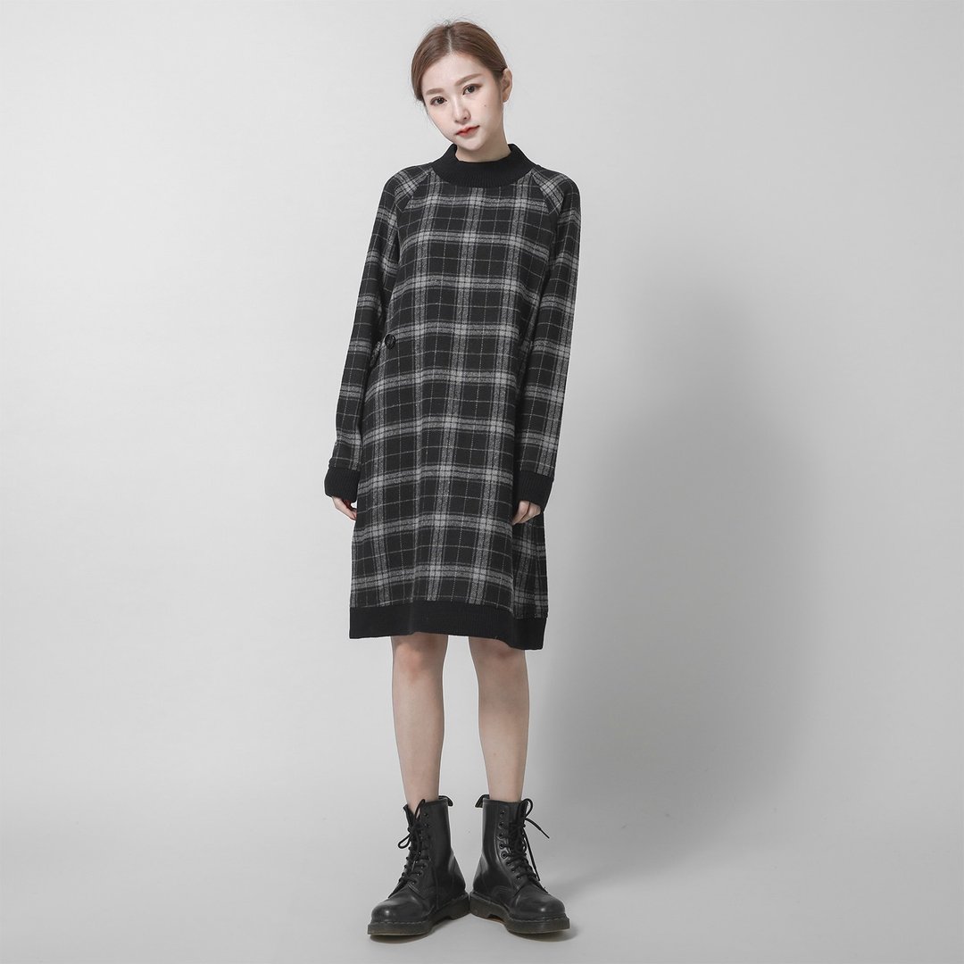 SU:MI said Classics 欧式野餐格纹羊毛洋装_5AF108_格纹黑 - 洋装/连衣裙 - 羊毛 透明