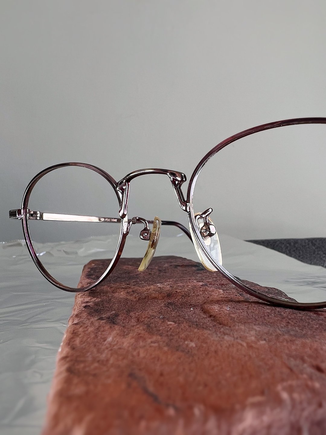 特殊鼻桥 玫瑰紫金18kgf镜框眼镜 古董目着めがね Japan/glasses - 眼镜/眼镜框 - 玫瑰金 紫色