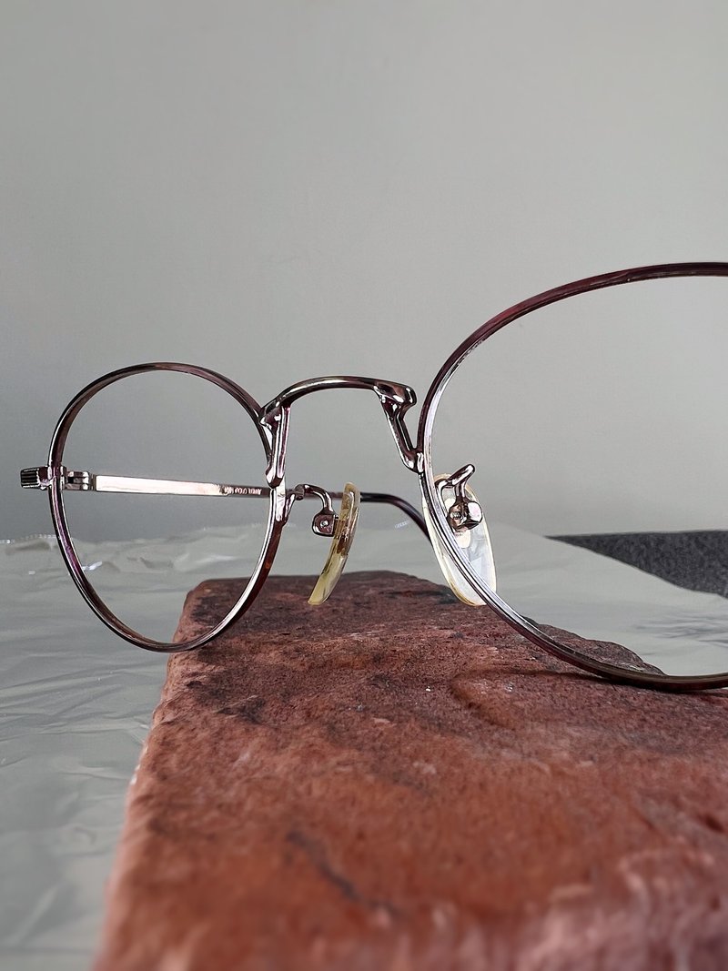 特殊鼻桥 玫瑰紫金18kgf镜框眼镜 古董目着めがね Japan/glasses - 眼镜/眼镜框 - 玫瑰金 紫色