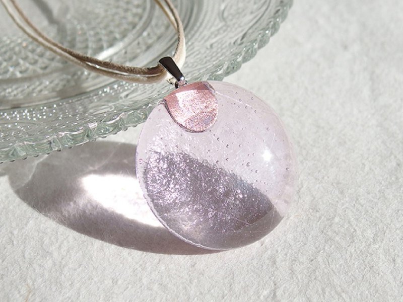Clear glass (Hikari [Sakura]) necklace [Made to order] - 项链 - 玻璃 粉红色