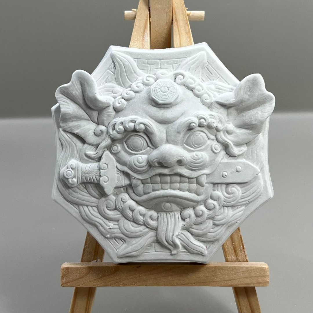 清水模软装设计 八卦狮(狮咬剑) 香氛摆件 水泥软装 附木架 - 香薰/精油/线香 - 水泥 灰色