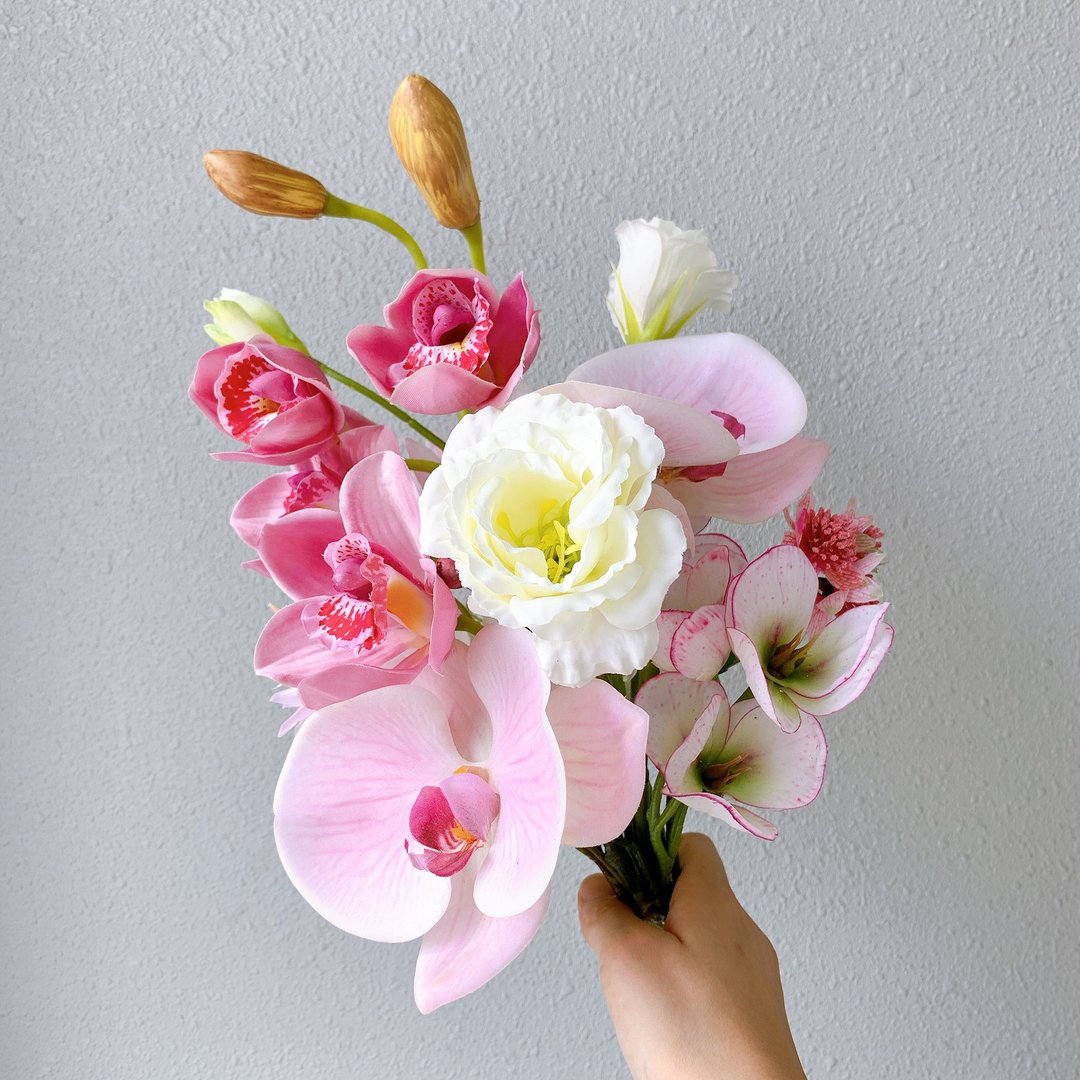 bridal bouquet wedding bouquet elegant white pink phalaenopsis cymbidium - 植栽/盆栽 - 植物．花 粉红色