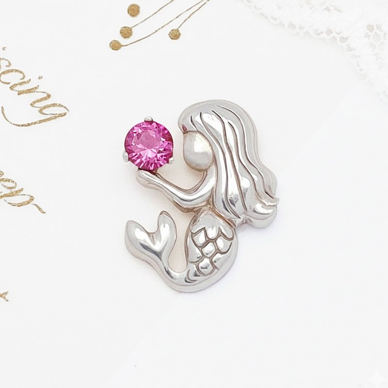 独家原创设计 手工制 925纯银项链 美人鱼项链 马拉亚石榴石 - 项链 - 纯银 