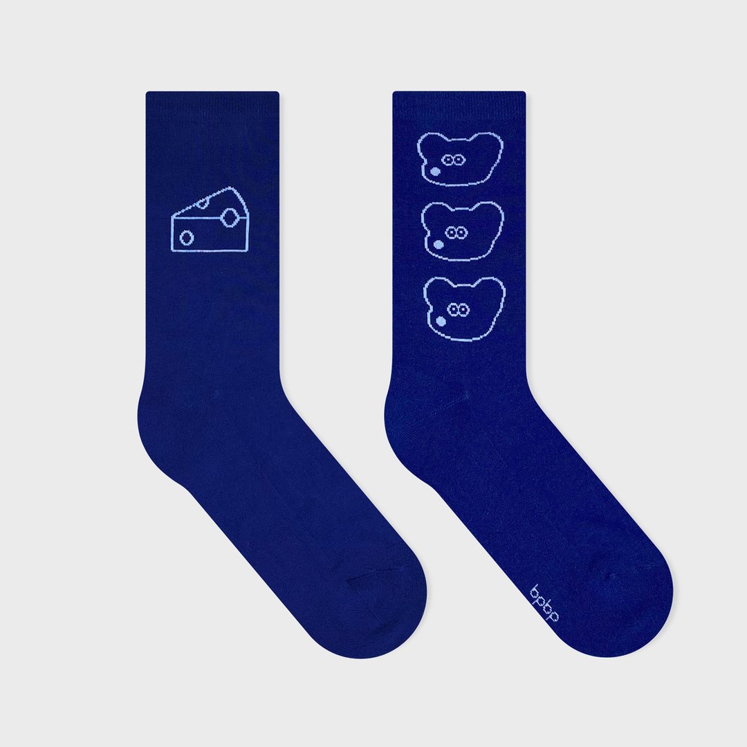 【SEIJI MATSUMOTO】ANDY 3 NAVY SOCKS / 中性均码 23-27.5cm - 袜子 - 其他材质 蓝色