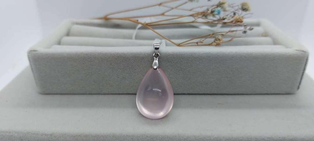 天然粉晶坠饰-S925 - 项链 - 水晶 粉红色