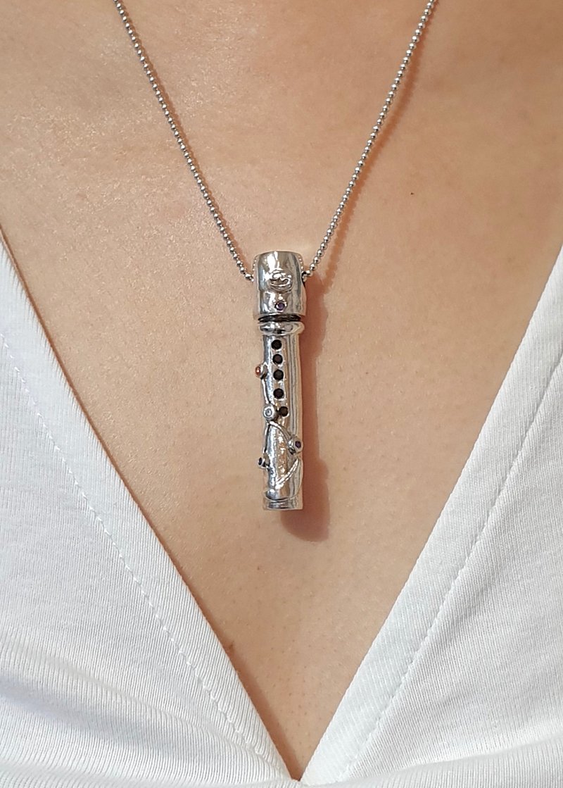 999纯银手作 巨蟹座精油扩香瓶 - 项链 - 纯银 多色