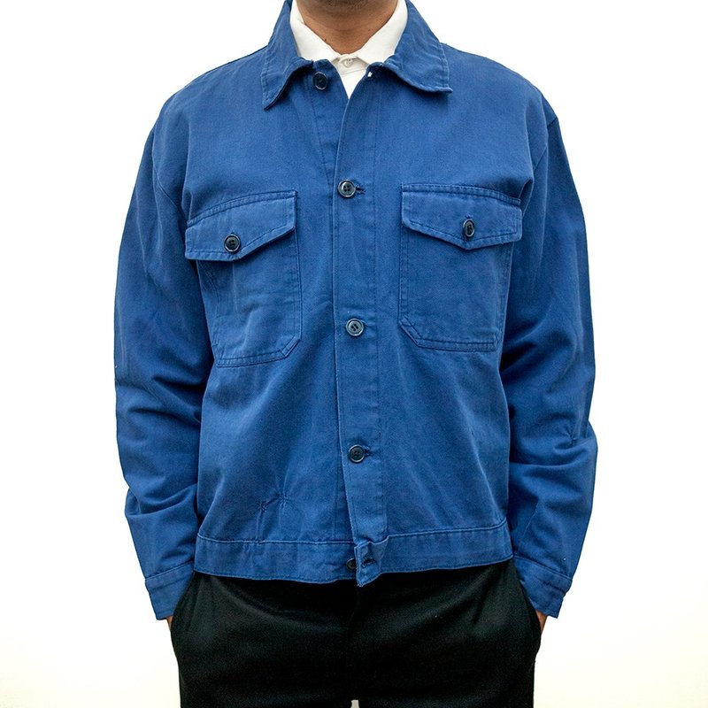 企业版 工作外套 工作服 作业服 蓝染 古着 布料硬挺 古着 二手 - 男装外套 - 棉 蓝色