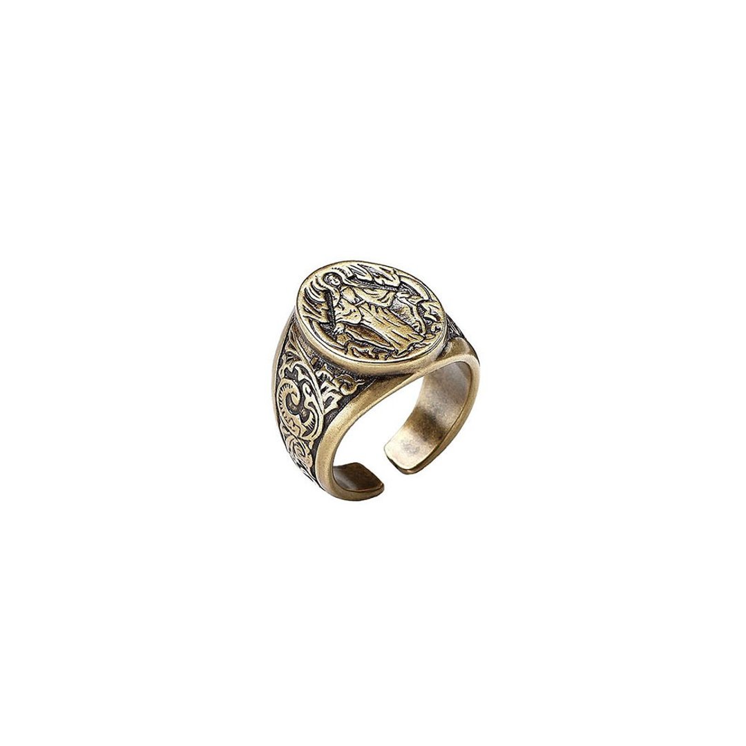 雕花圣母戒 Carved Mother of God Ring - 戒指 - 其他金属 金色