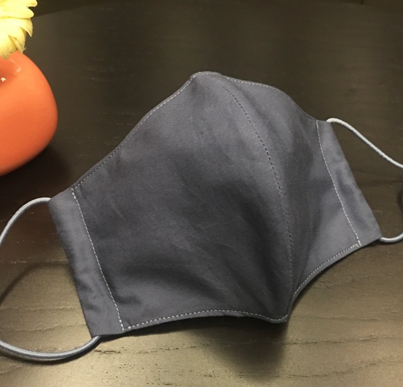 优雅蓝 |  可放滤芯立体口罩 |  亲肤纯棉 - 口罩 - 棉．麻 蓝色