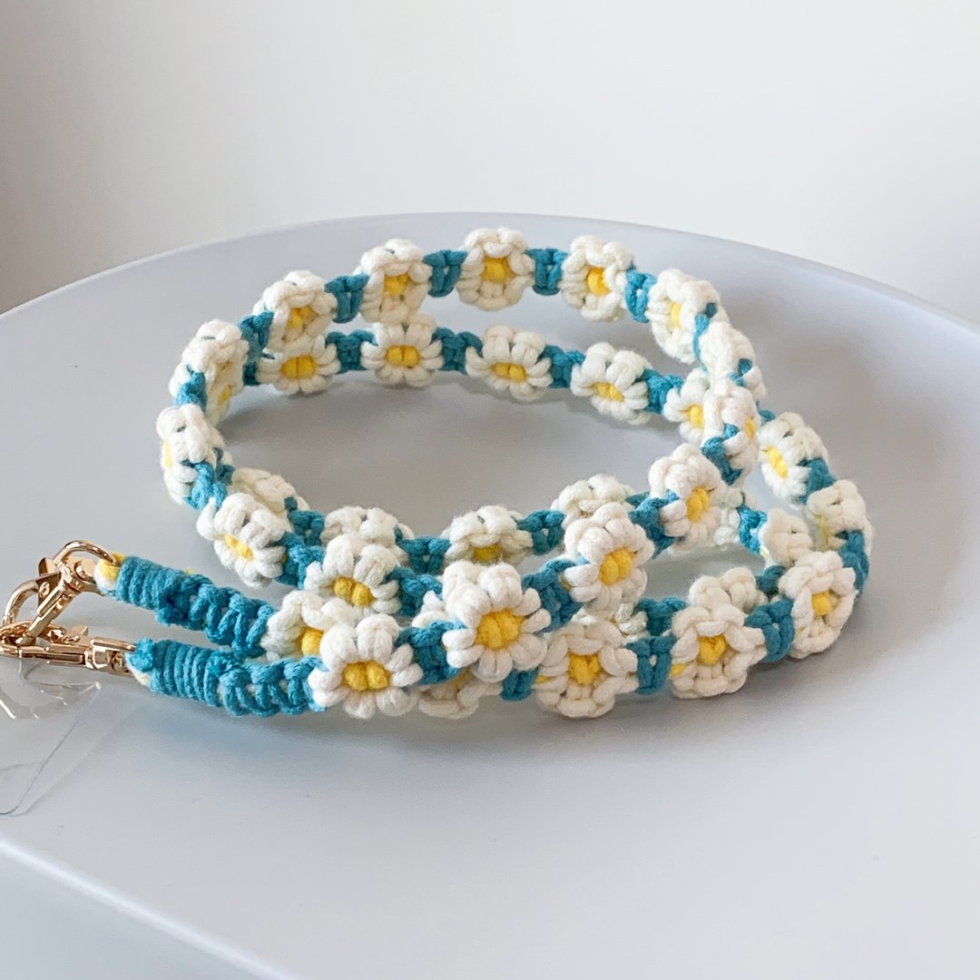 Macrame 编织小雏菊手机绳 包包肩带 - 其他 - 棉 多色