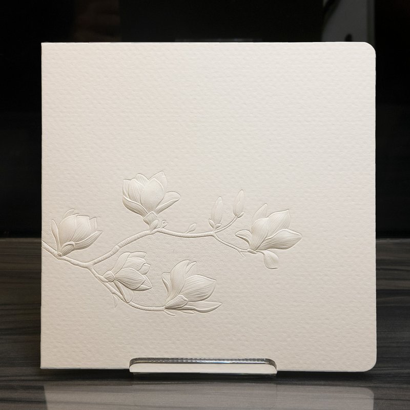 辛夷花浮雕问候卡 - 卡片/明信片 - 纸 白色