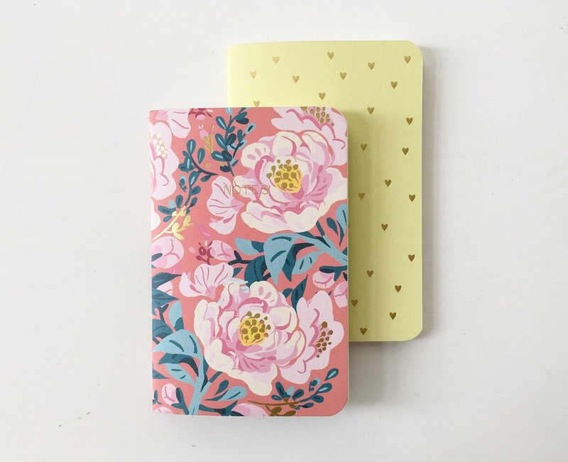 Peony Floral Notebook Set - Pocket size Notebook / Travel Journal - 笔记本/手帐 - 纸 粉红色