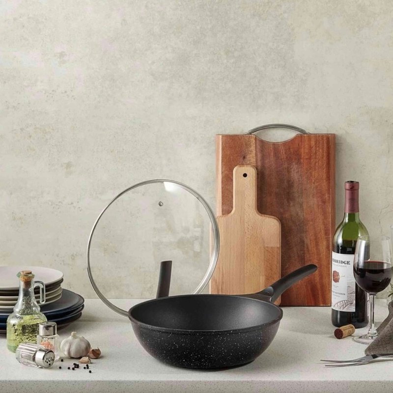 膳夫钛离子不沾深炒锅-含锅盖 - 锅具/烤盘 - 其他金属 黑色