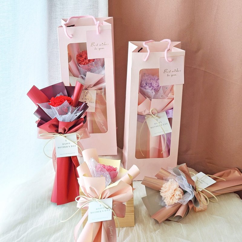 F12康乃馨提袋花束 / 永生花康乃馨 母亲节礼物 企业赠礼 工商礼 - 干燥花/捧花 - 植物．花 