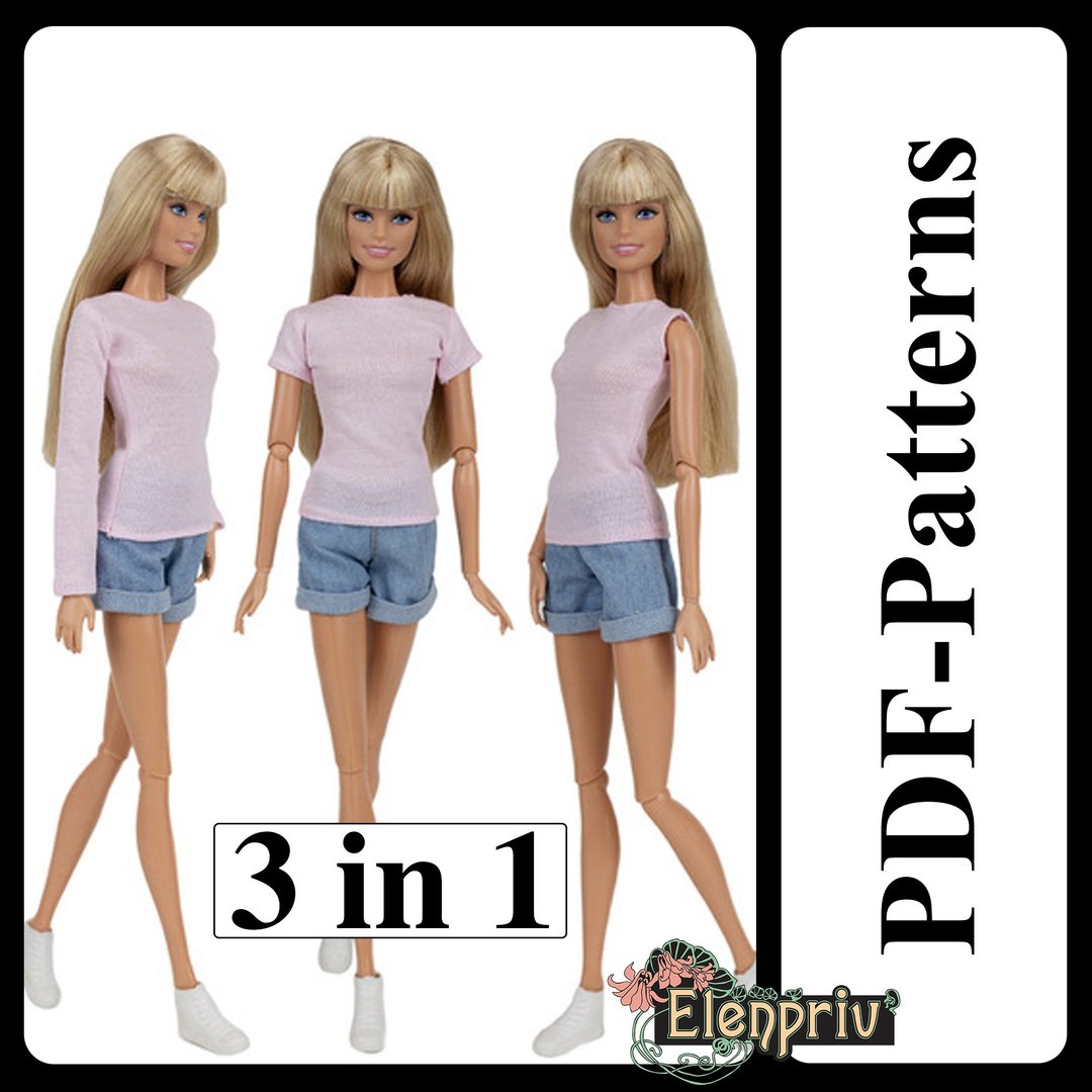 PDF Pattern T-short Longsleeve Tank top for 11 1/2 Fashion royalty Poppy Parker - Logo 设计/图案设计 - 其他材质 