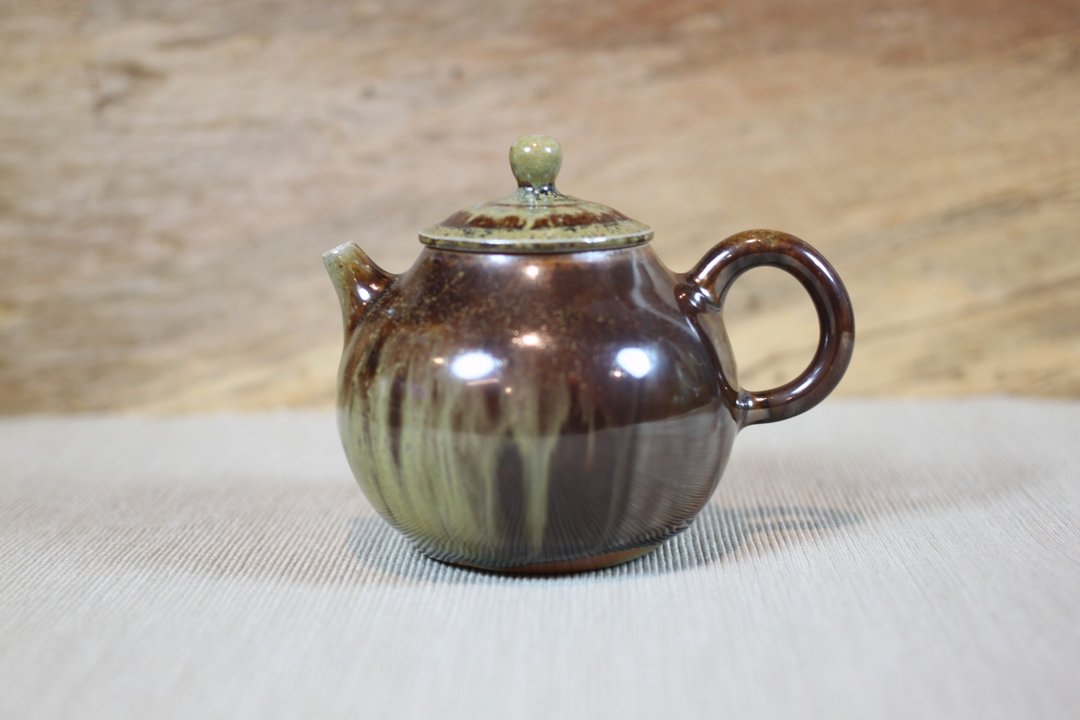 【父亲节礼物】柴烧铁釉 柚型茶壶 名家叶敏祥手工作品 - 茶具/茶杯 - 陶 