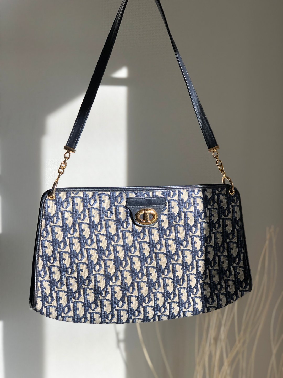 [日本直送，名牌二手包装] Christian Dior Dior Trotter CD 图案单肩包 手提包 海军蓝 5f4tcg - 侧背包/斜挎包 - 真皮 蓝色