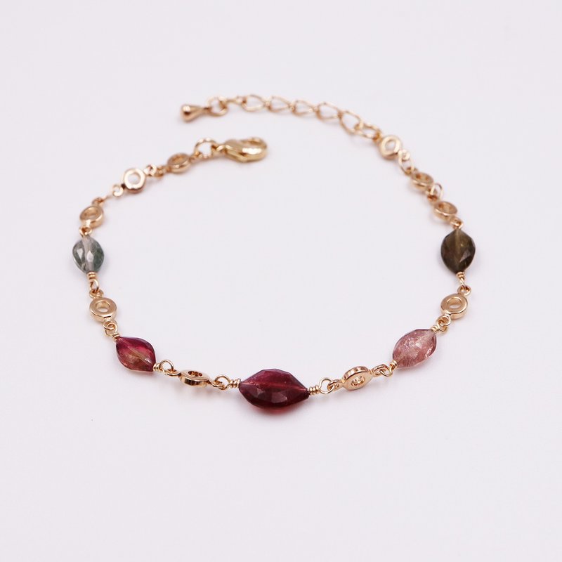 轻珠宝系列 | 虹彩艳色-玫瑰红碧玺主石A6多彩碧玺手链 - 手链/手环 - 宝石 多色