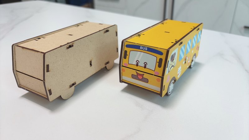 Easy 中号交通模型 DIY - 01快乐巴士 DIY材料包 - 零件/散装材料/工具 - 木头 多色