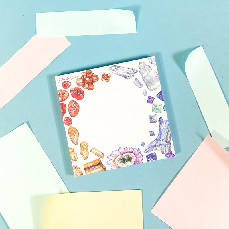 【我的矿物】水彩插画 便条纸 不黏便签 Memo纸 文具 水晶 石头 - 便条纸/标签贴 - 纸 多色