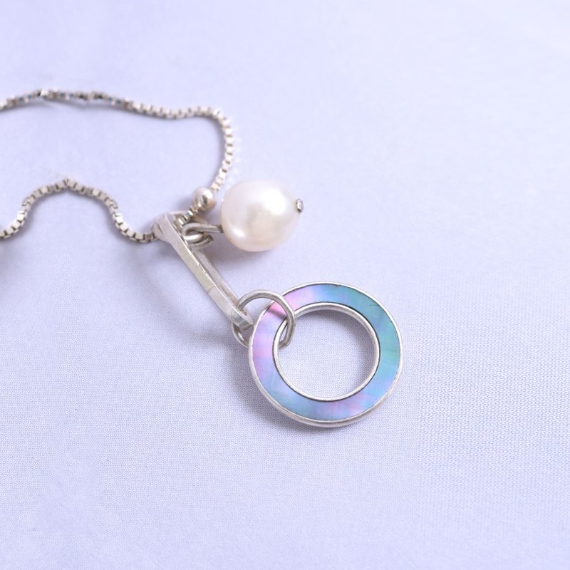 贝壳  星空 项链 #16 - 项链 - 银 