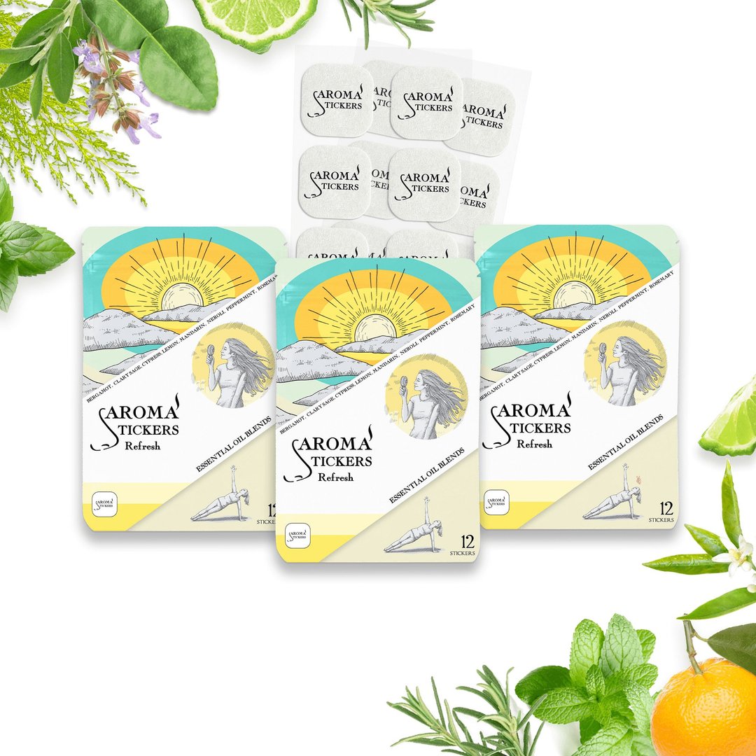 Aroma stickers for face masks - Grapefruit scent (3 packs) - 面膜/冻膜 - 精油 黄色