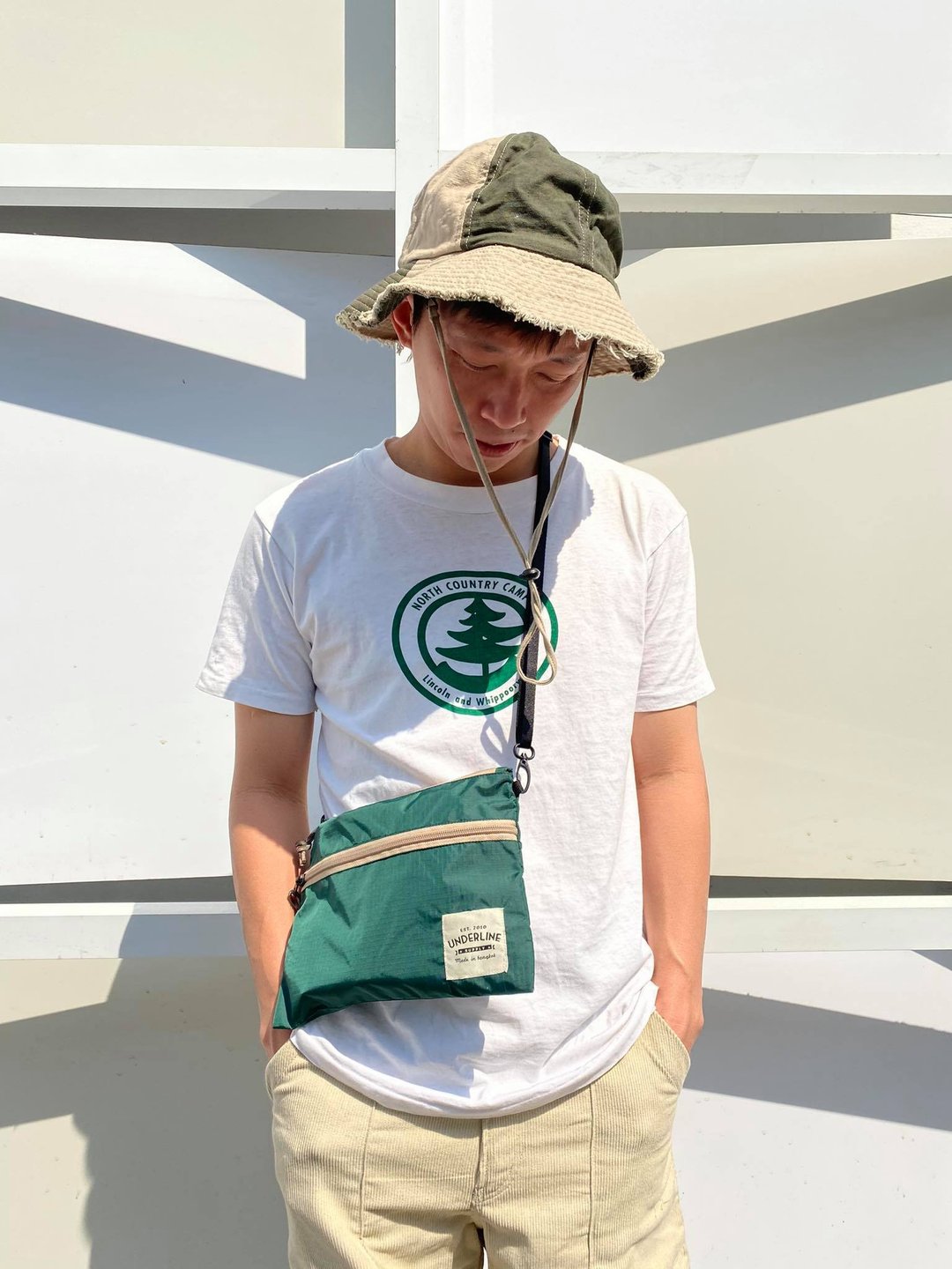 Two Zipper Green Ripstop Sacoche bag / daily use / light weight / clutch - 侧背包/斜挎包 - 尼龙 绿色