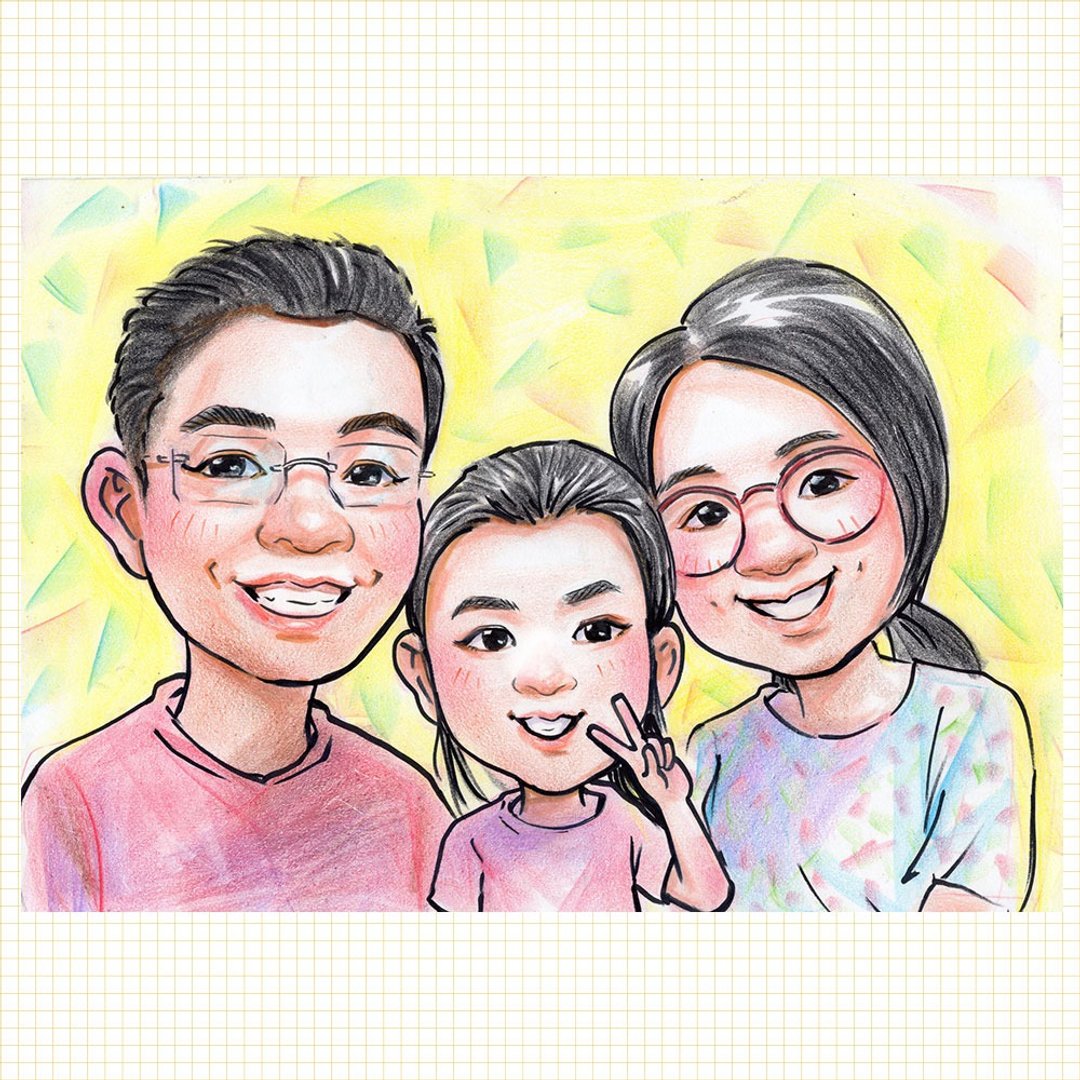 似颜绘定制/ 手绘Q版漫画/肖像定制/礼物定制/漫画人像 - 订制画像 - 纸 多色