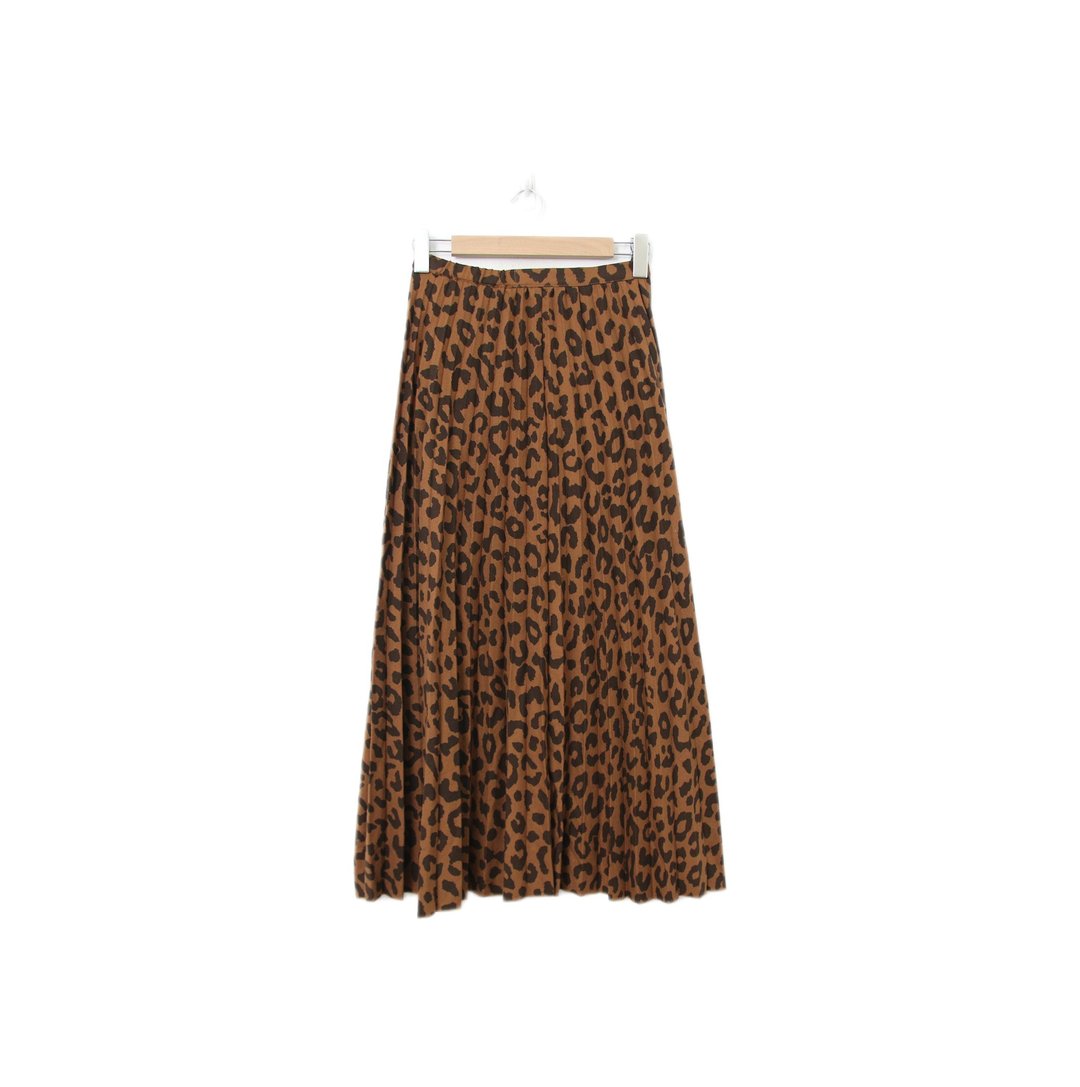 Back to Green-复古长裙  百折 豹纹 M-30//vintage skirt - 裙子 - 棉 