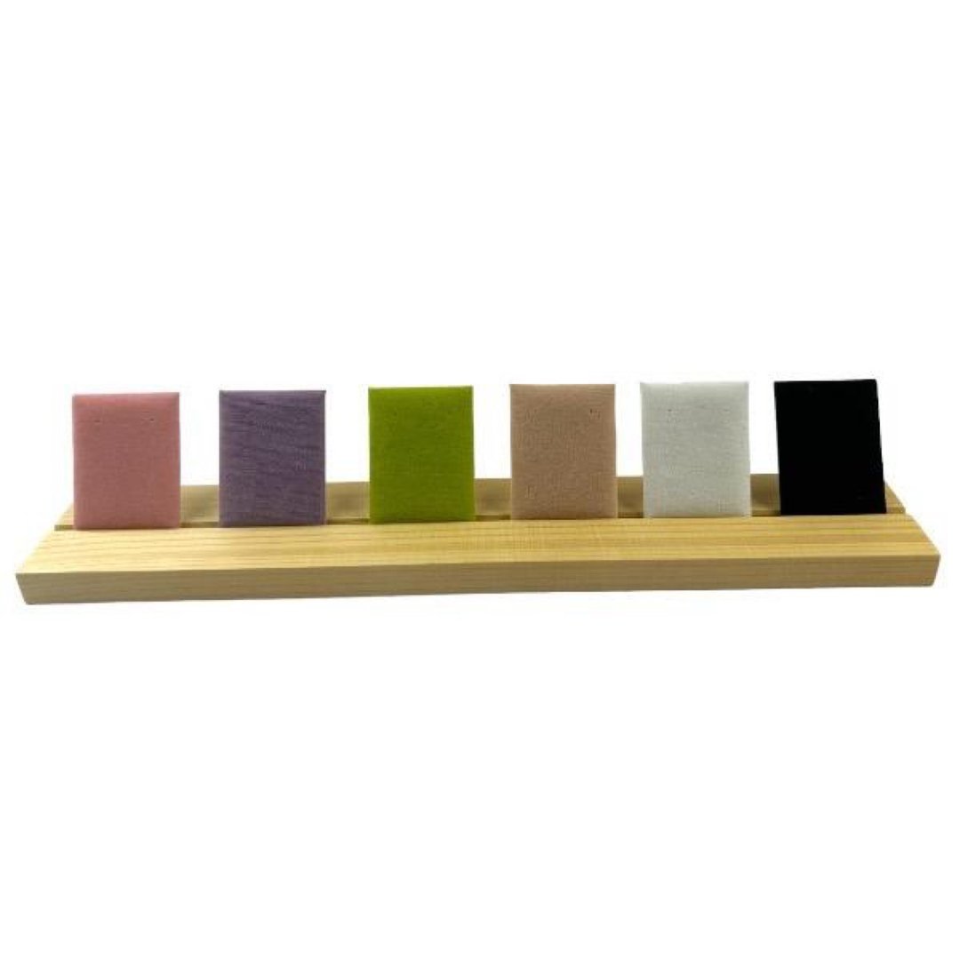 Set of 6 colorful fabric mounts for earrings 6color - 收纳用品 - 棉．麻 黑色