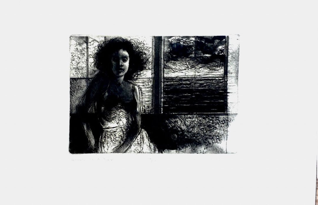 Robert B. Muirhead - 女人与景WOMAN WITH A VIEW - 签名版画 - 海报/装饰画/版画 - 纸 白色