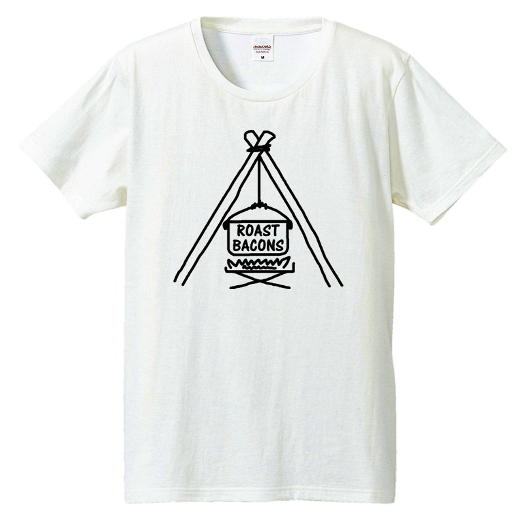 T-shirt / Roast Bacons Bonfire 1 - 男装上衣/T 恤 - 棉．麻 白色