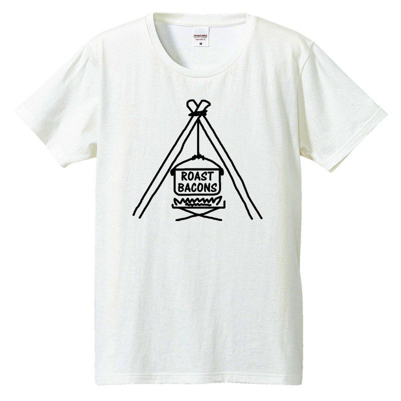 T-shirt / Roast Bacons Bonfire 1 - 男装上衣/T 恤 - 棉．麻 白色