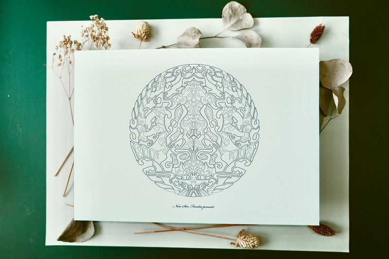 大人的着色图ON.6/A4线稿/居家摆饰/挂画/海报/DIY着色/灵性 - 海报/装饰画/版画 - 纸 灰色