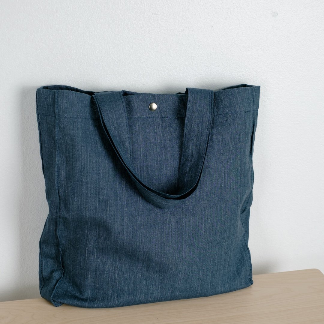 Casual Linen Tote Bag (Indigo) - 手提包/手提袋 - 棉．麻 蓝色