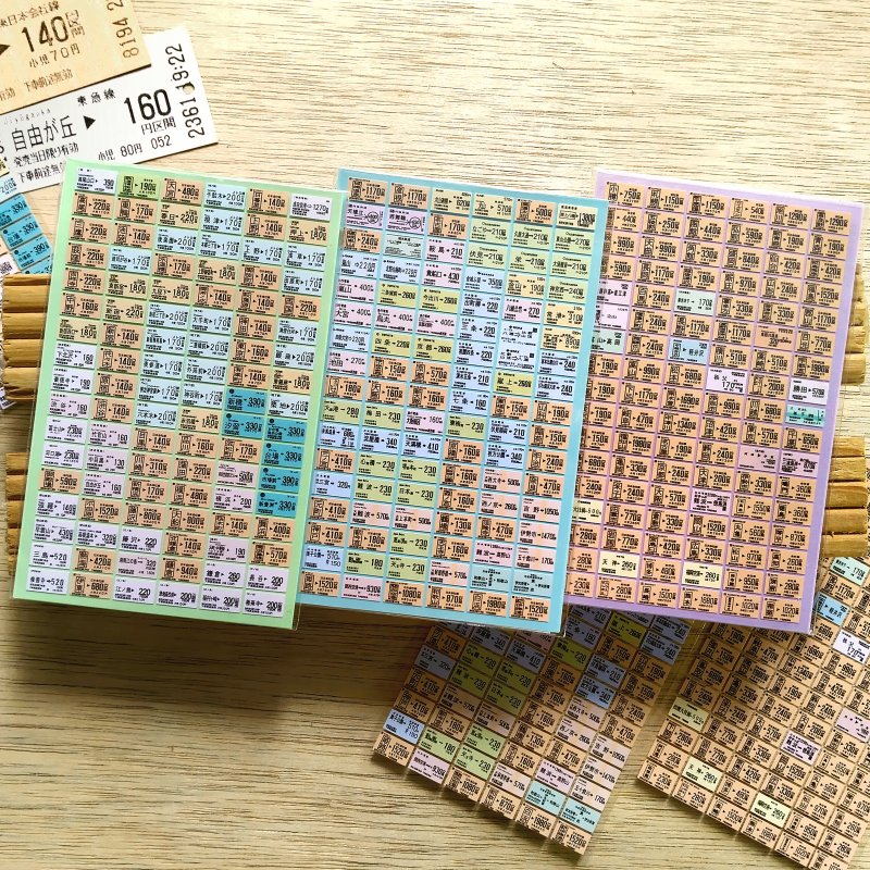 日本铁路车票贴纸 迷你贴纸 2张组/3张组 - 贴纸 - 防水材质 橘色