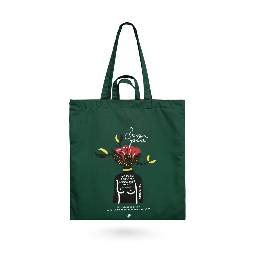 zodiac tote : Scorpio - 手提包/手提袋 - 棉．麻 绿色
