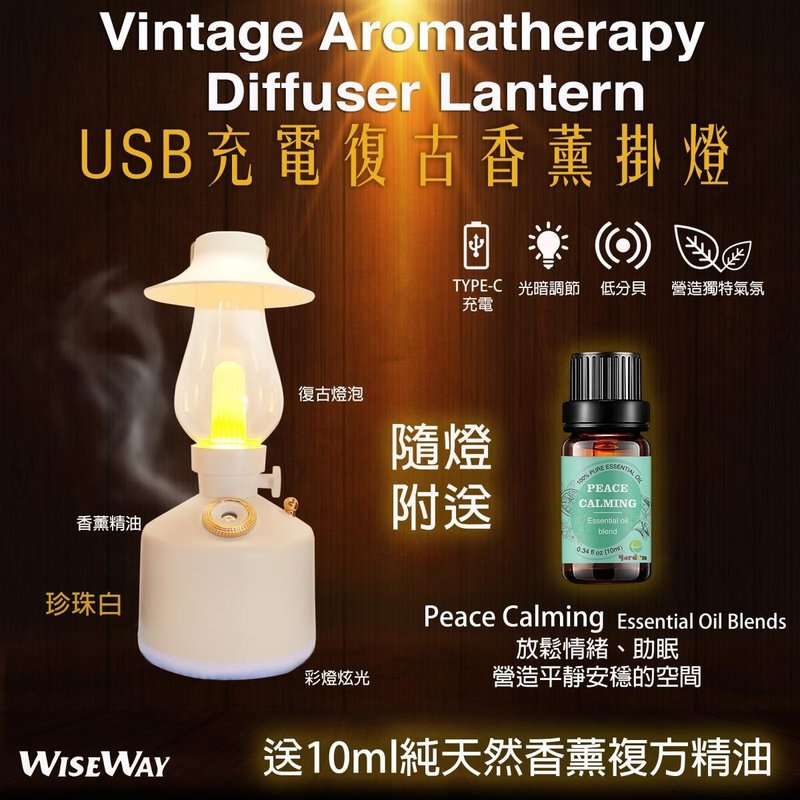 浪漫复古香薰挂灯 加湿器 - USB充电 - 香薰/精油/线香 - 其他金属 