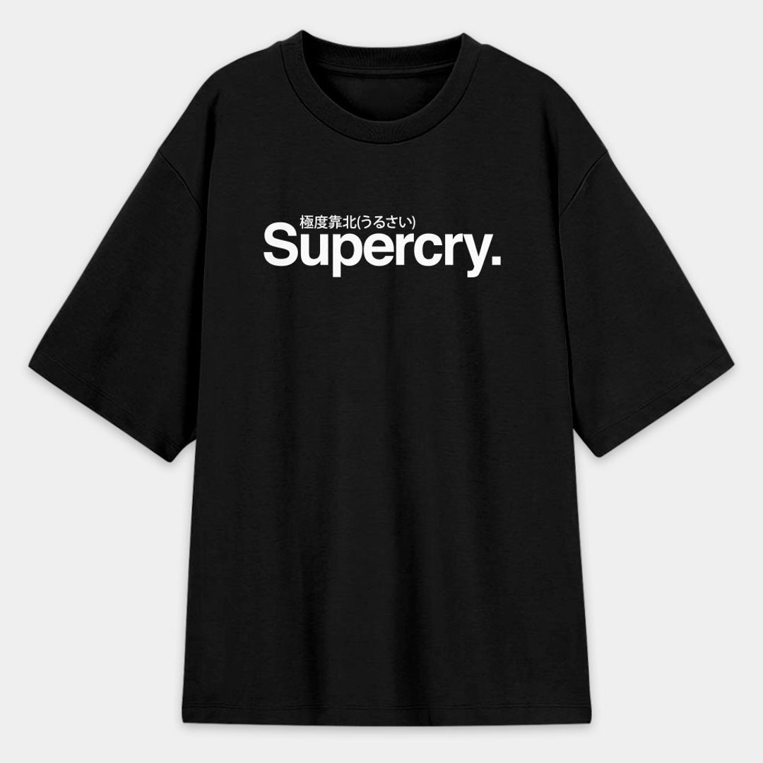 SuperCry 极度靠北 中性厚磅 T- 纯绵 T 圆领上衣 PS024 - 男装上衣/T 恤 - 棉 黑色