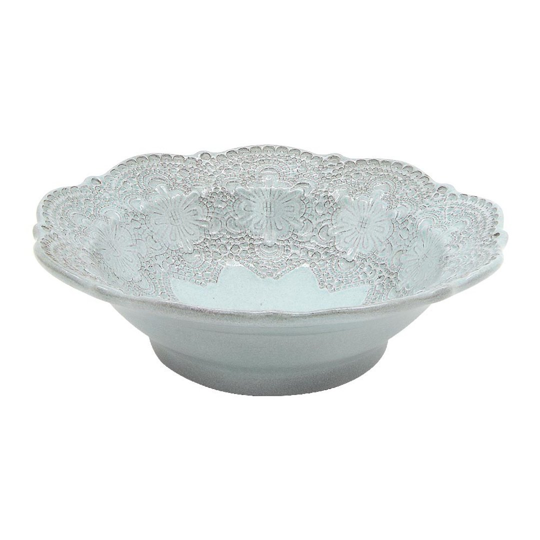 意大利VBC casa-手工浮雕蕾丝系列 19cm麦片碗(蒂芬妮绿/7.4寸) - 碗 - 陶 绿色