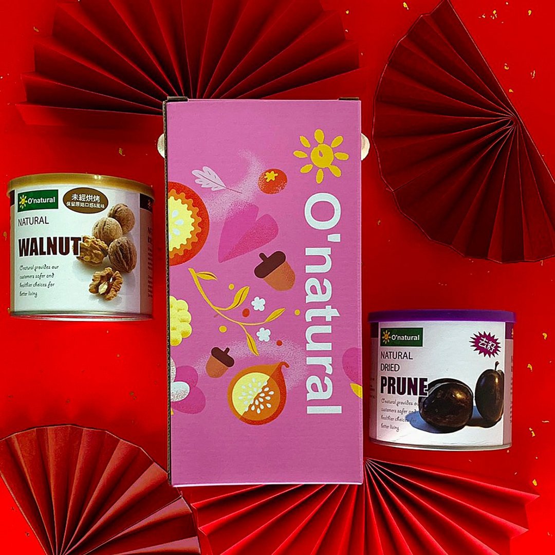 O'natural 欧纳丘 | 欧纳丘缤纷二入礼盒 黑枣干250g + 核桃150g - 坚果 - 新鲜食材 