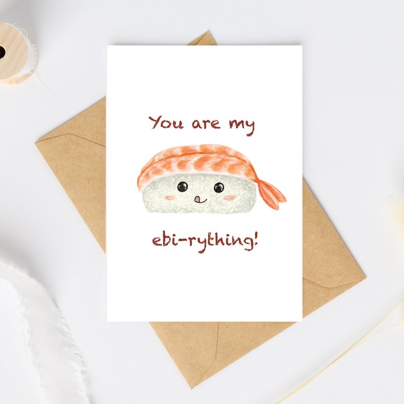 贺卡 (连信封): 寿司系列 / 原创手绘作品 - 卡片/明信片 - 纸 多色