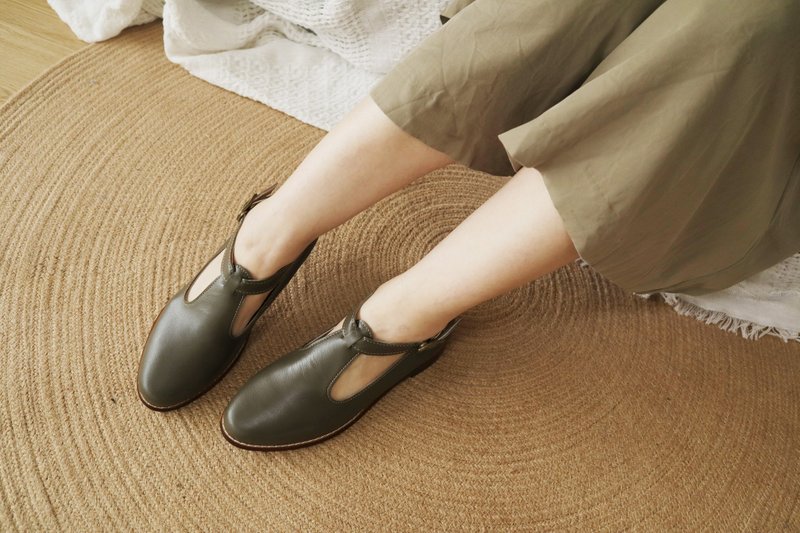 【落叶知秋】玛莉珍鞋-墨绿 | 复古经典 | 台湾制.全真皮.手工 - 女款牛津鞋/乐福鞋 - 真皮 绿色