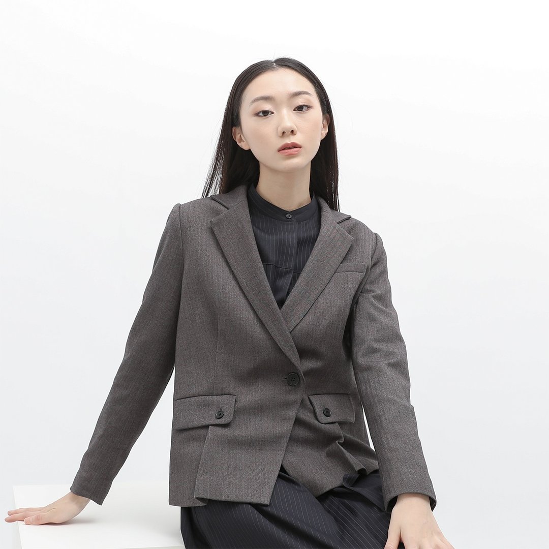Rimu_日暮西装外套_22AF303_灰 - 女装休闲/机能外套 - 聚酯纤维 灰色