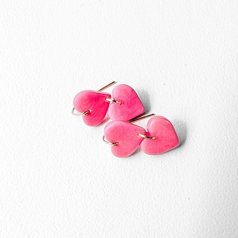 【Pinkoi线下活动预购商品】14kgf深粉红色象牙椰子种耳环耳针/夹 - 耳环/耳夹 - 木头 粉红色