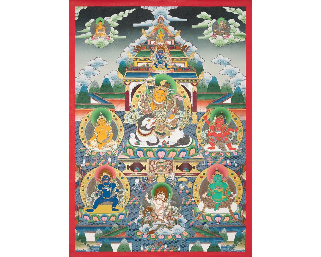五幅赞巴拉唐卡藏传佛教财神像——冥想祭坛艺术 - 墙贴/壁贴 - 其他材质 多色