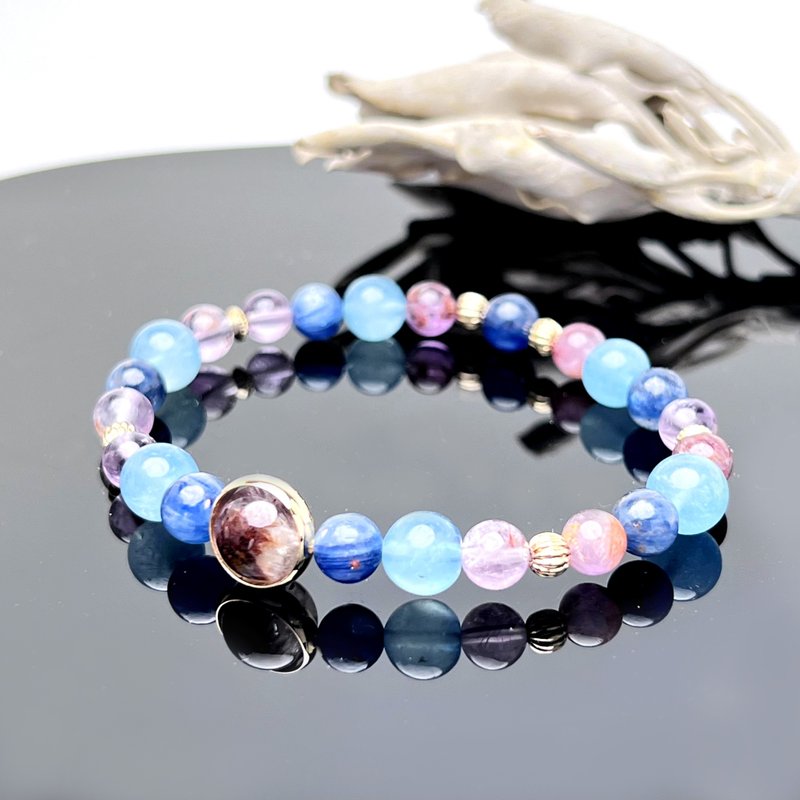 海浪的思绪。手串 能量 加强表达力 I 紫幽灵 海蓝宝 蓝晶石 I - 手链/手环 - 水晶 多色