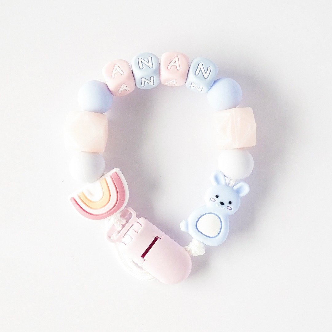 anan 彩虹 兔子 定制化奶嘴链 - 玩具/玩偶 - 其他材质 多色